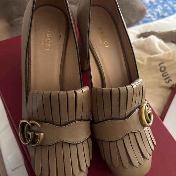 Gucci Marmont Fringe Suede GG Logo Kiltie Loafers” - Picture 1 of 7